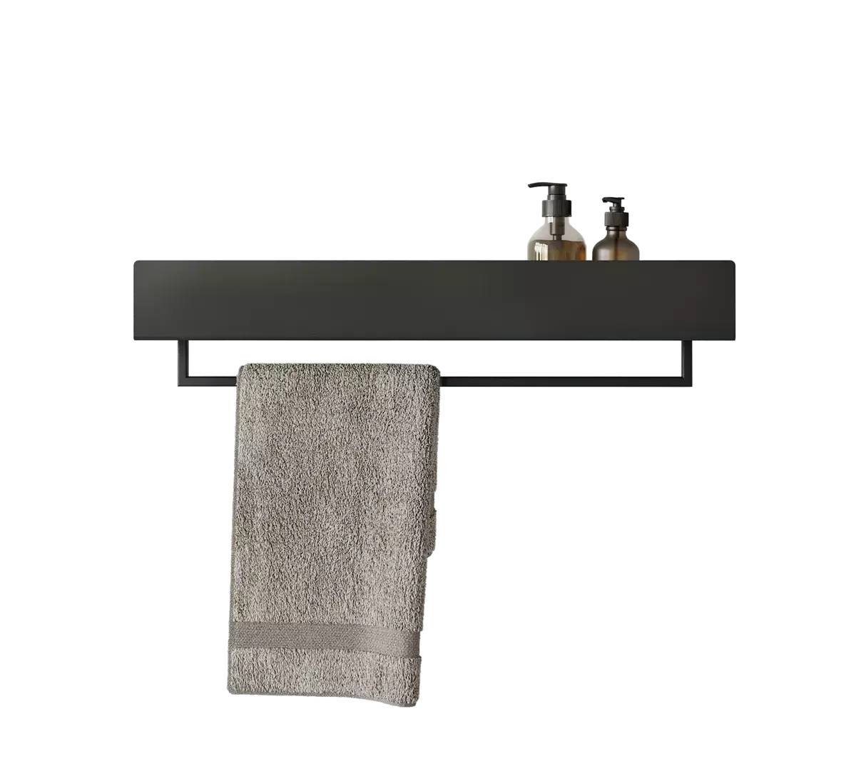 Modern Bathroom Shelf, Industrial Bathroom Black Shower Shelf, Minimalist  Bathroom Accessories, Black Shelves With Railing, Dabstory LAVANDA 